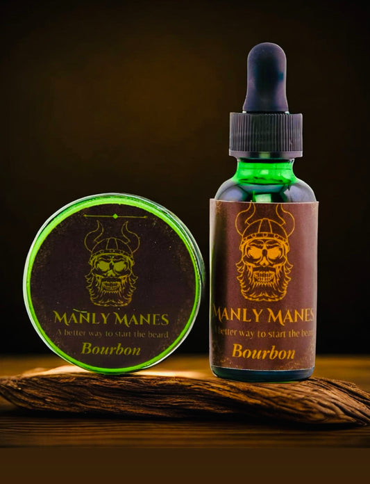 Beard Oil & Balm Set 1oz Bourbon